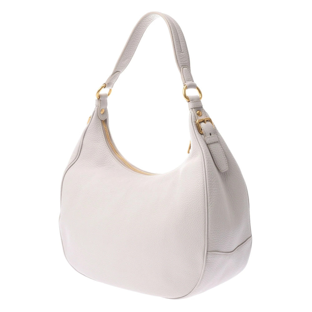 Prada Calfskin White Semi Hobo Shoulder Bag